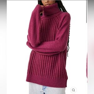 Free People Big City Turtleneck Sweater Mulberry